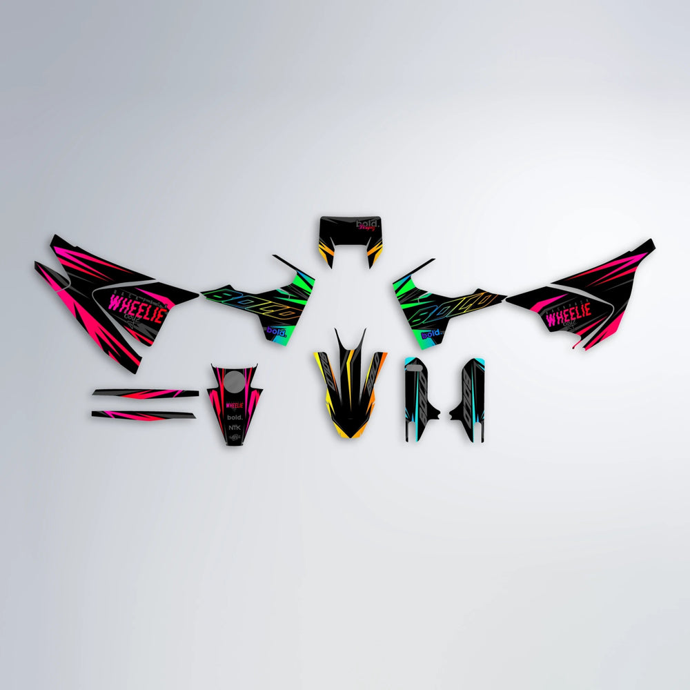 RAINBOW Husqvarna 701 graphics kit parts layout in Rainbow
