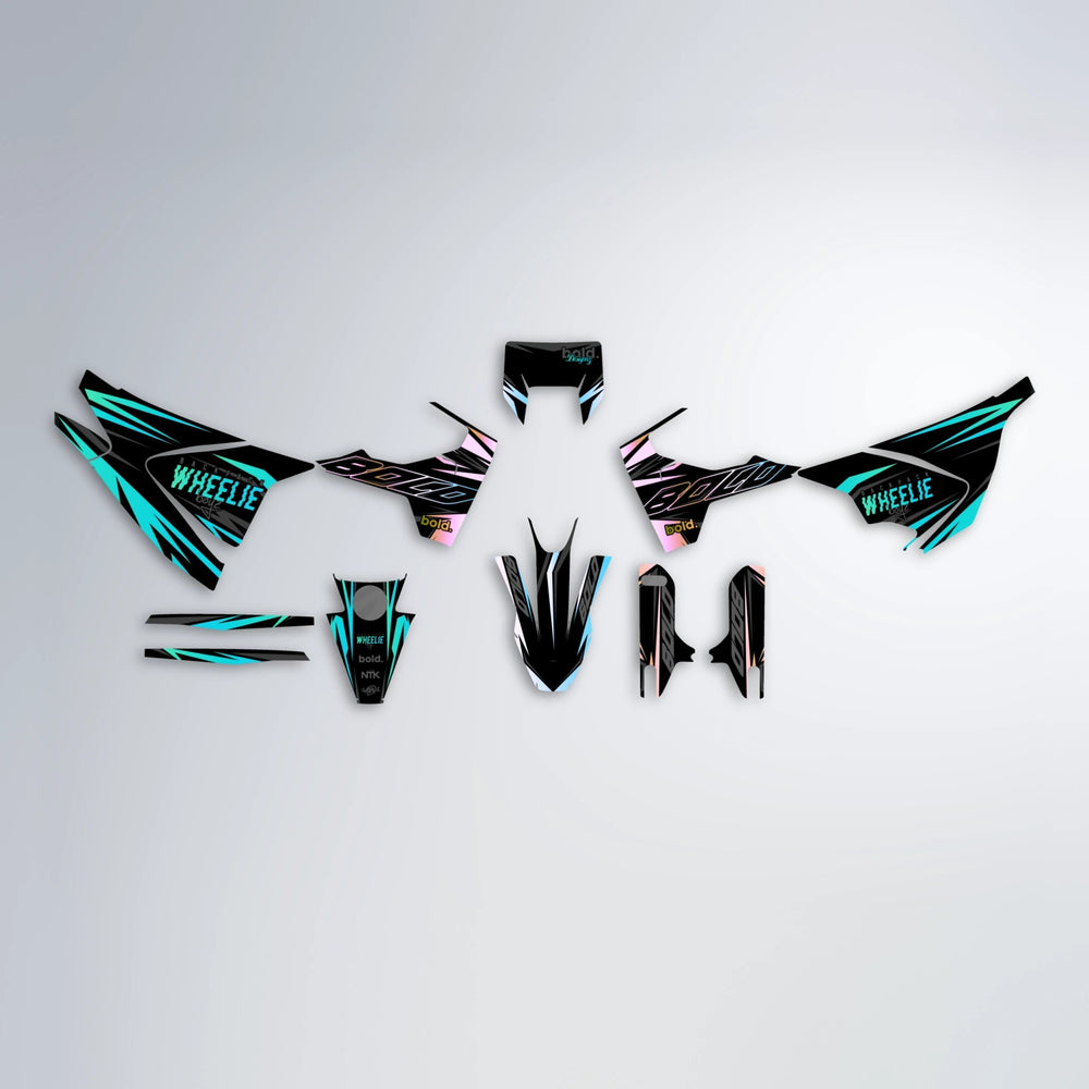 RAINBOW Husqvarna 701 graphics kit parts layout in Teal
