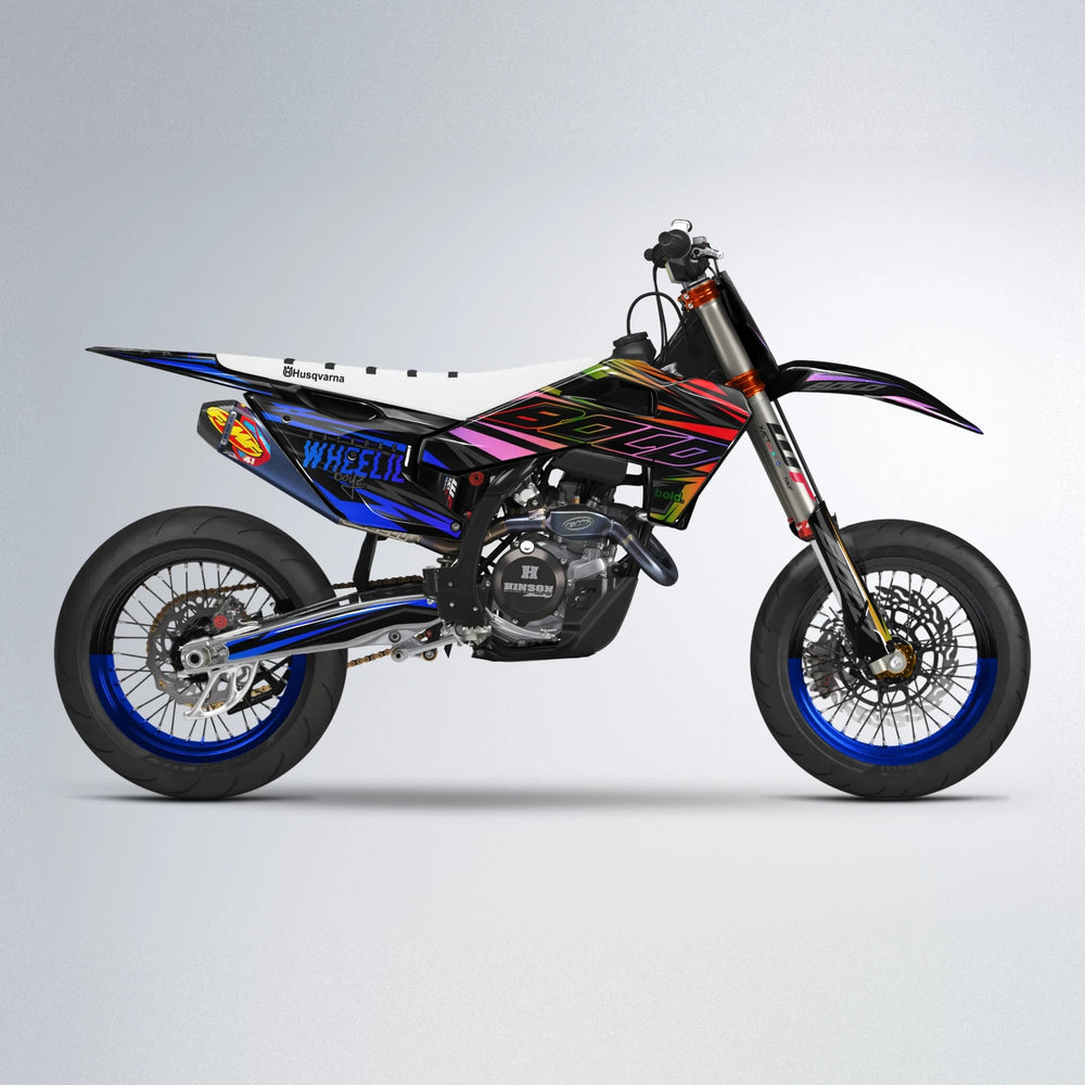 RAINBOW Husqvarna FE/TE supermoto graphics kit in Blue