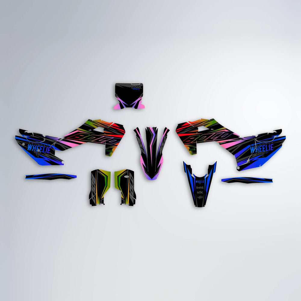 RAINBOW Husqvarna FE/TE graphics kit parts layout in Blue
