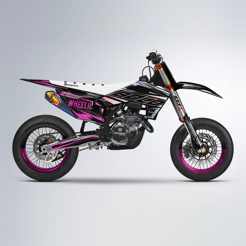 RAINBOW Husqvarna FE/TE supermoto graphics kit in Flamingo