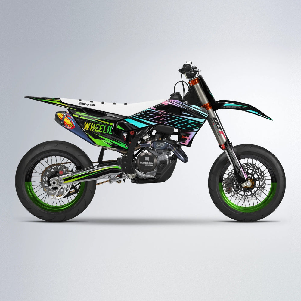 RAINBOW Husqvarna FE/TE supermoto graphics kit in Green