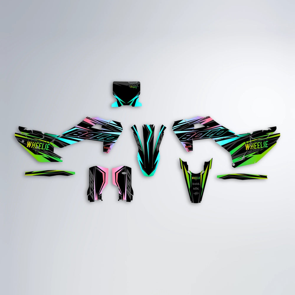 RAINBOW Husqvarna FE/TE graphics kit parts layout in Green