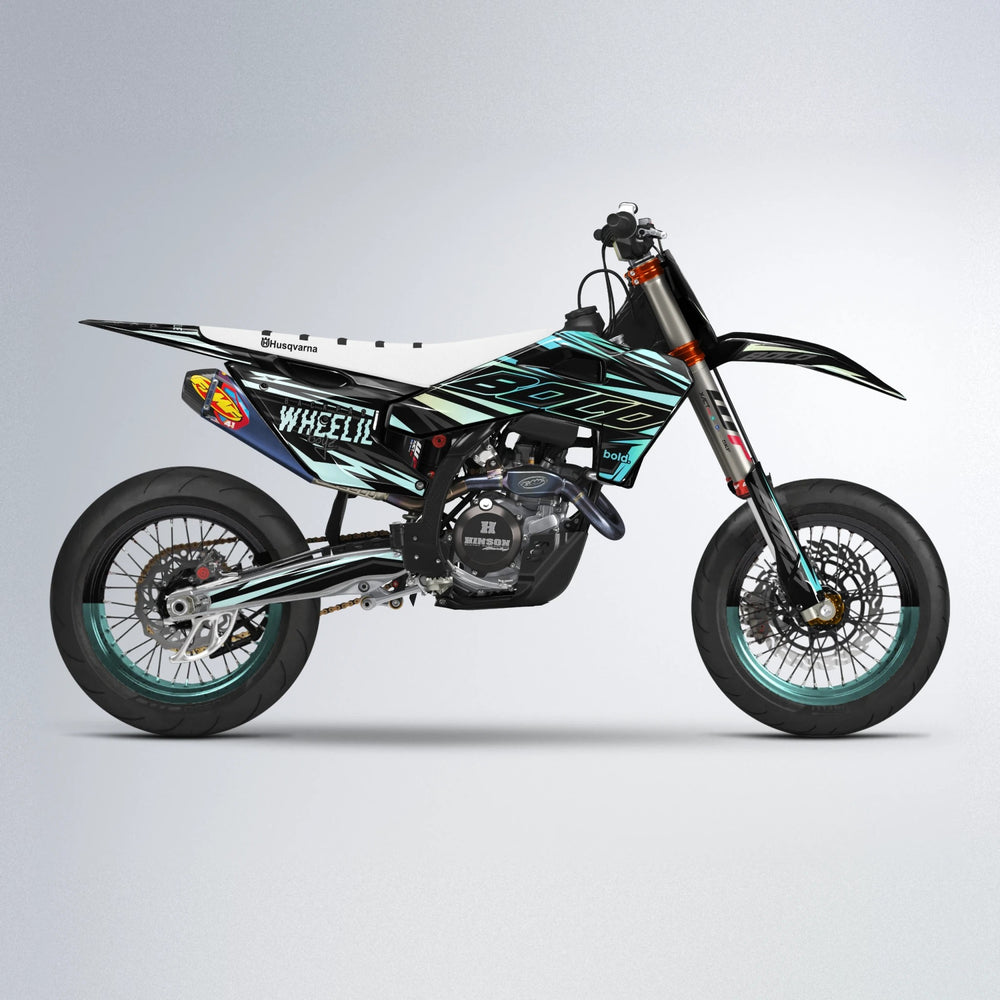 RAINBOW Husqvarna FE/TE supermoto graphics kit in Mint