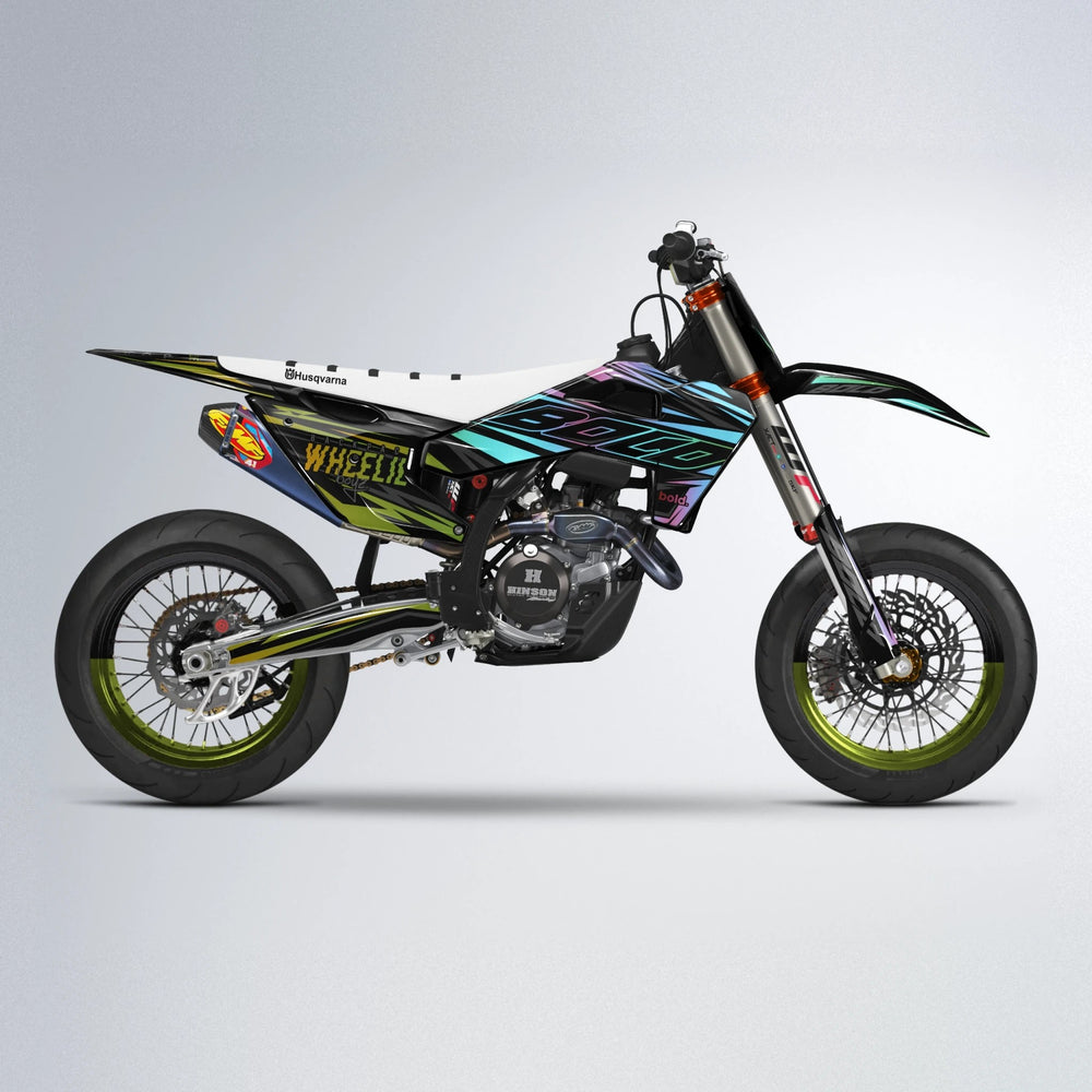 RAINBOW Husqvarna FE/TE supermoto graphics kit in Olive