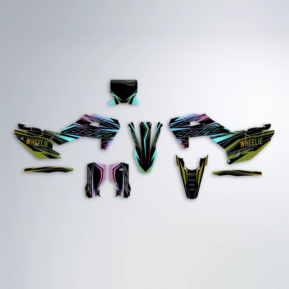 RAINBOW Husqvarna FE/TE graphics kit parts layout in Olive