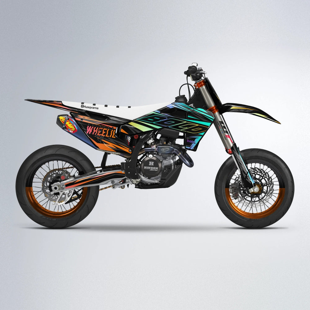 RAINBOW Husqvarna FE/TE supermoto graphics kit in Orange
