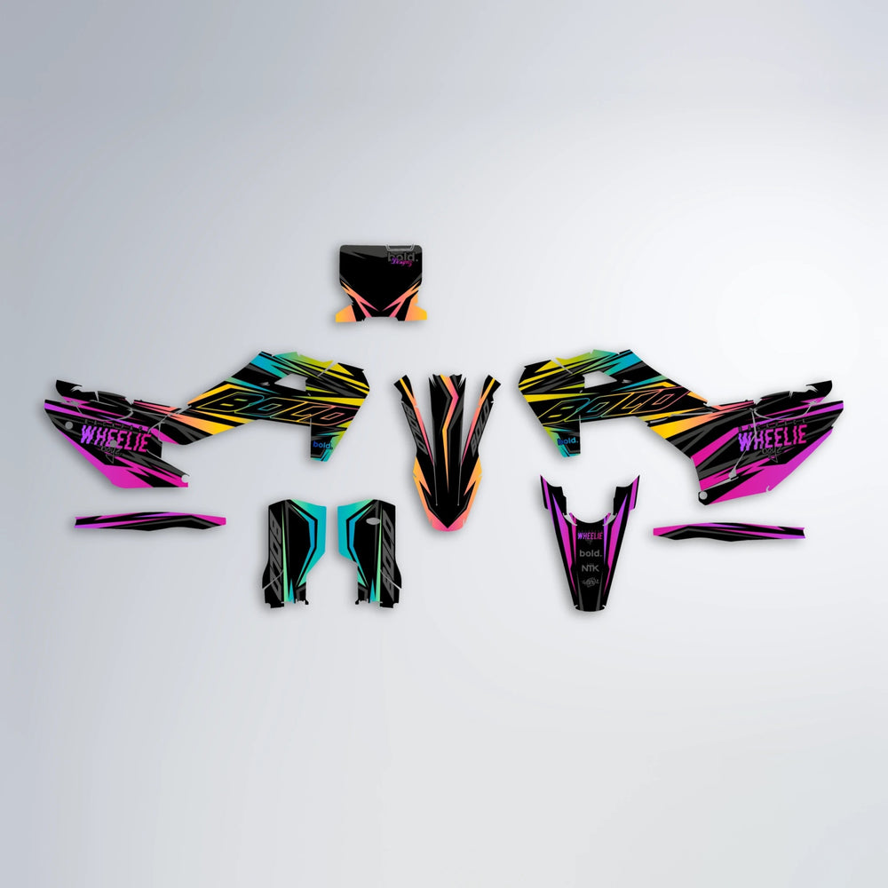 RAINBOW Husqvarna FE/TE graphics kit parts layout in Pink