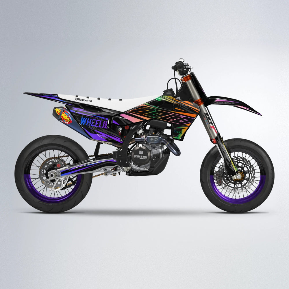 RAINBOW Husqvarna FE/TE supermoto graphics kit in Purple