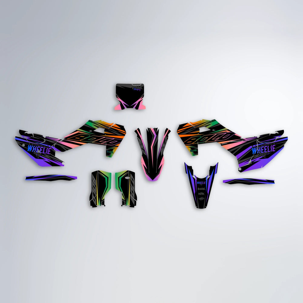 RAINBOW Husqvarna FE/TE graphics kit parts layout in Purple