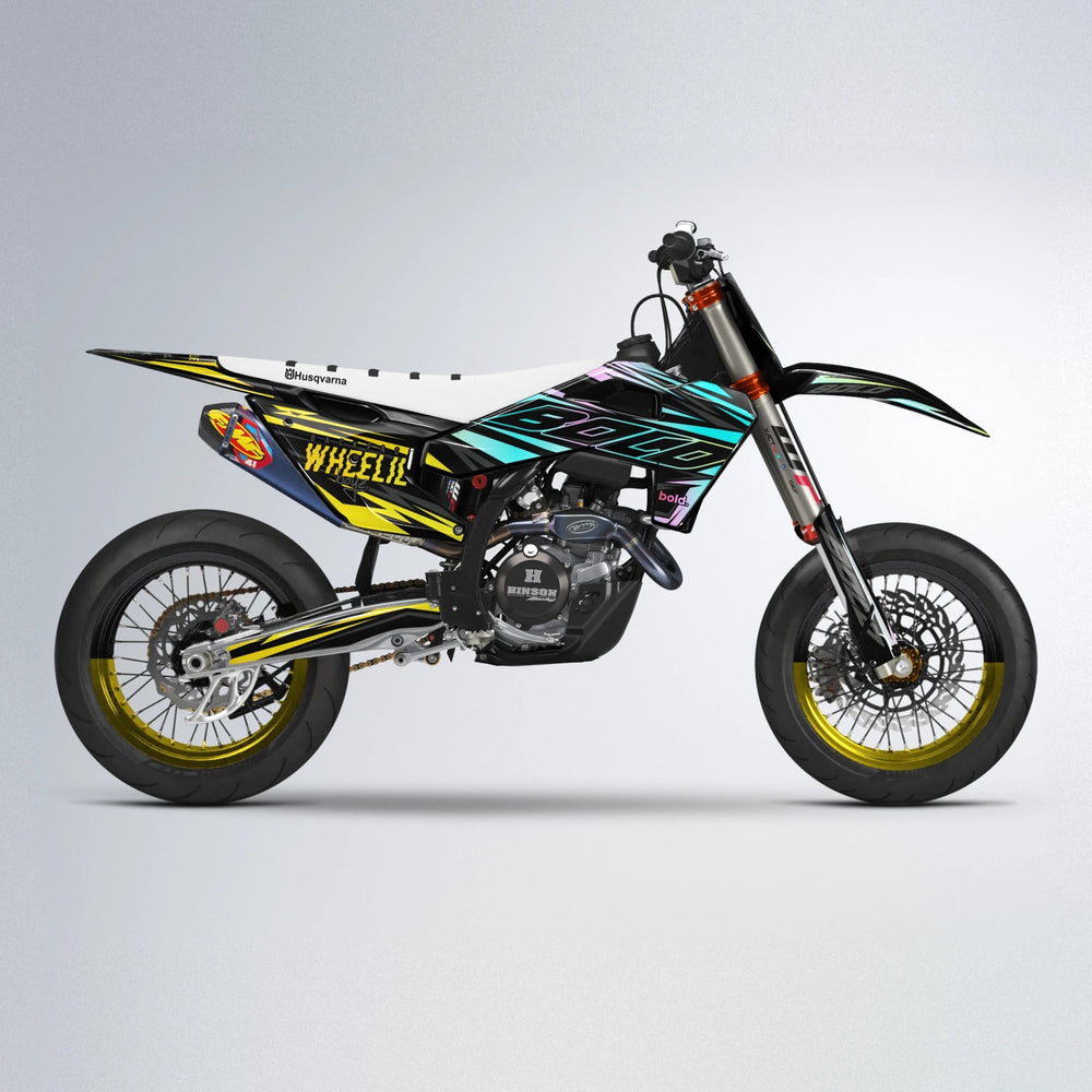 RAINBOW Husqvarna FE/TE supermoto graphics kit in Yellow