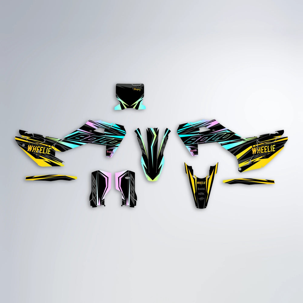 RAINBOW Husqvarna FE/TE graphics kit parts layout in Yellow