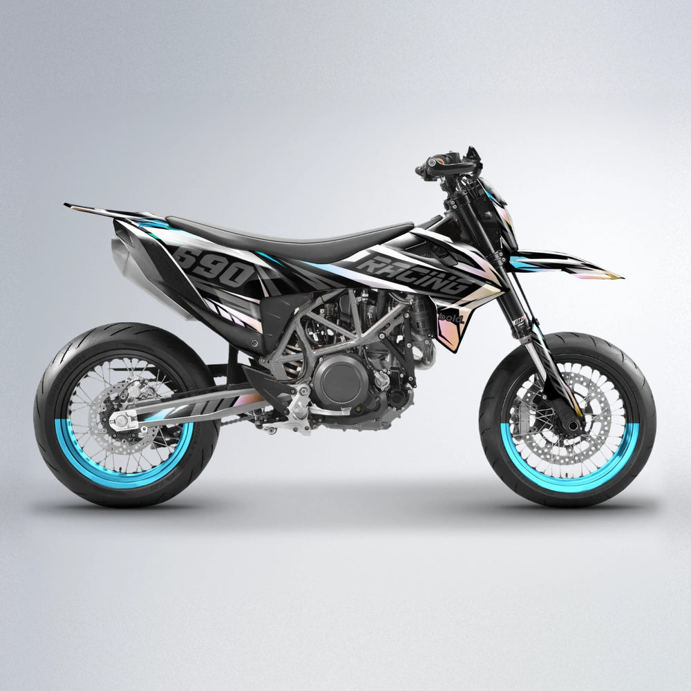 RAINBOW KTM SMC 690 supermoto graphics kit in Light Blue & White