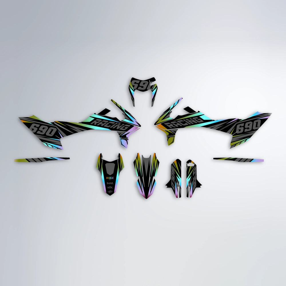 RAINBOW KTM SMC 690 graphics kit parts layout in Olive