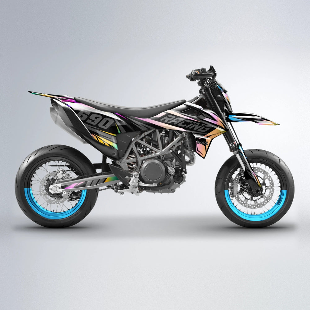 RAINBOW KTM SMC 690 supermoto graphics kit in Pink & Light Blue