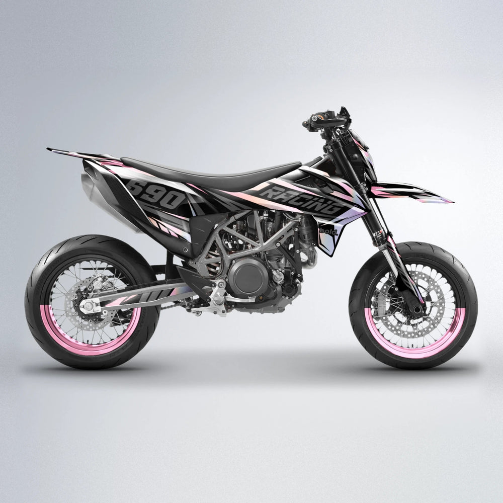 RAINBOW KTM SMC 690 supermoto graphics kit in Sakura Pink