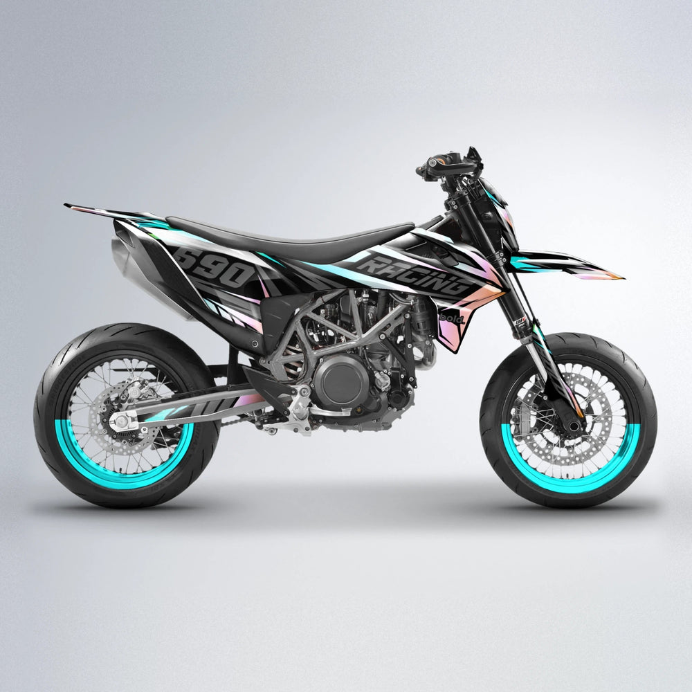 RAINBOW KTM SMC 690 supermoto graphics kit in Teal