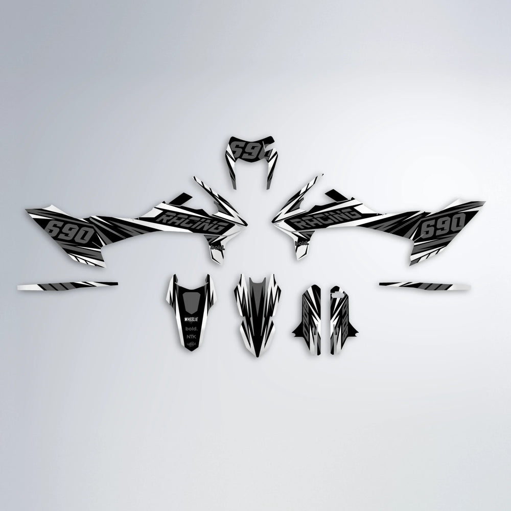 RAINBOW KTM SMC 690 graphics kit parts layout in White