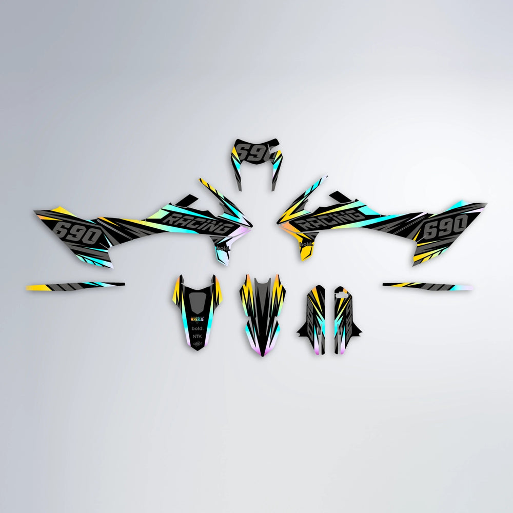 RAINBOW KTM SMC 690 graphics kit parts layout in Yellow