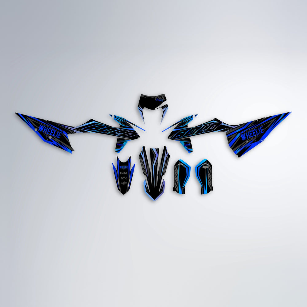 RAINBOW graphics kit parts layout in Blue Chrome
