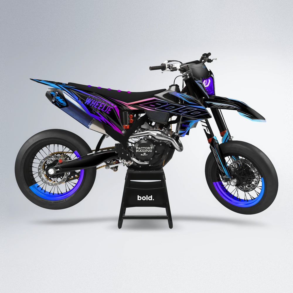 RAINBOW supermoto graphics kit in Blue Purple Fade