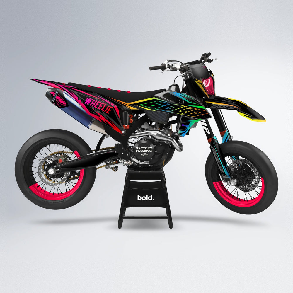 RAINBOW supermoto graphics kit in Custom Colour