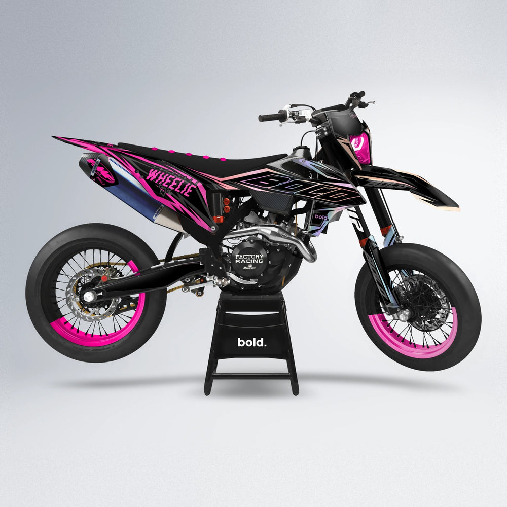 RAINBOW supermoto graphics kit in Flamingo
