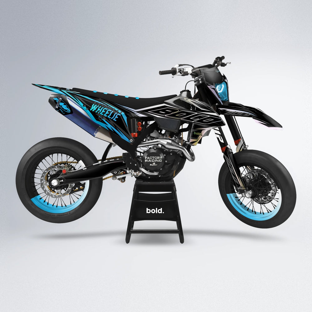 RAINBOW supermoto graphics kit in Light Blue & White