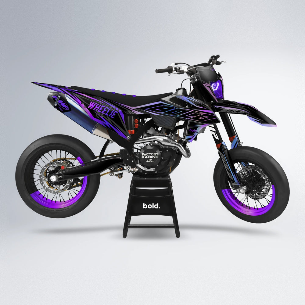 RAINBOW supermoto graphics kit in Purple Chrome