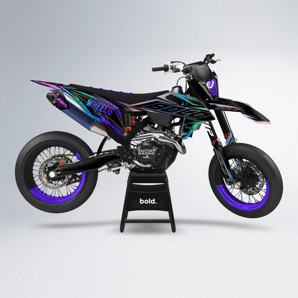 RAINBOW supermoto graphics kit in Purple Holo