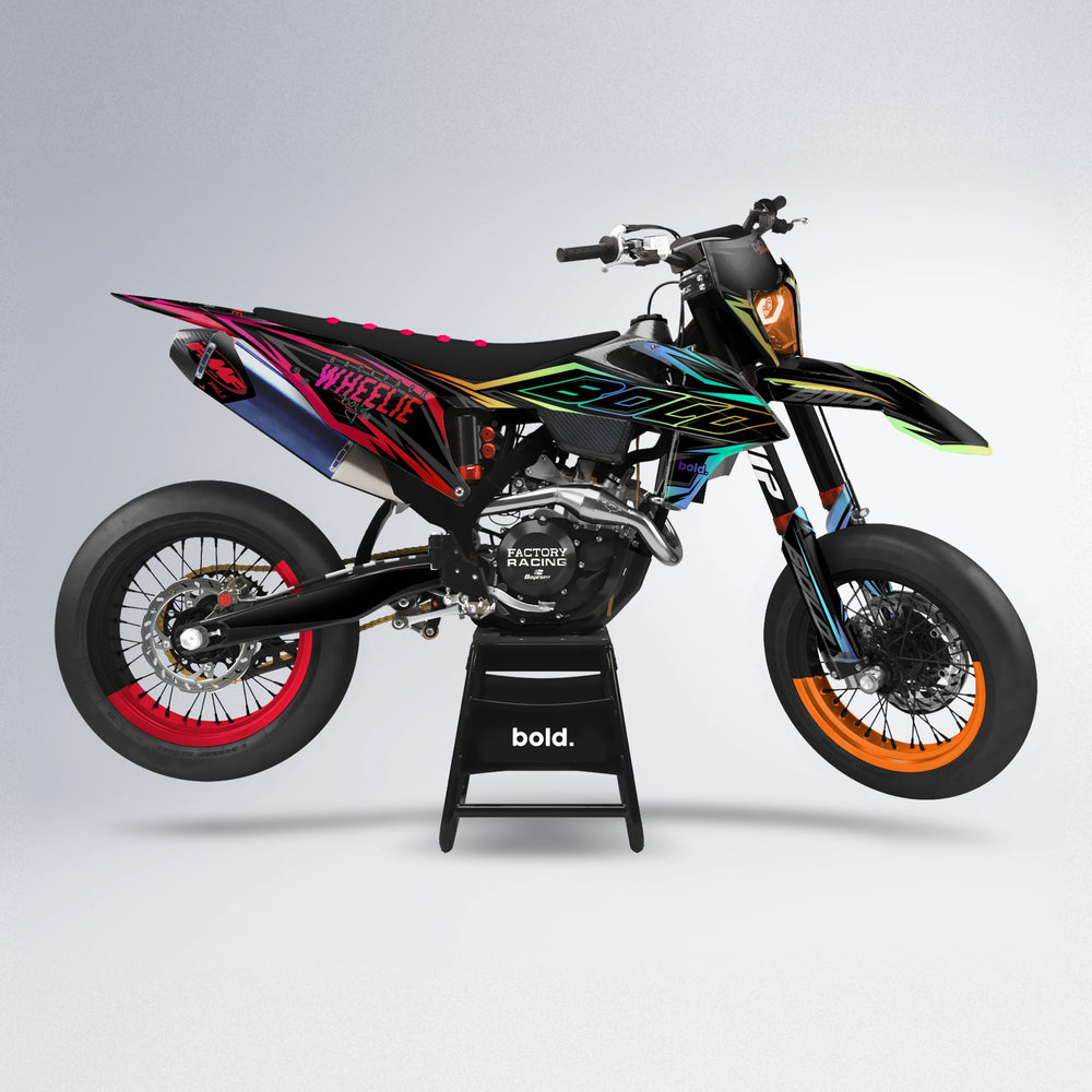 RAINBOW supermoto graphics kit in Red & Orange