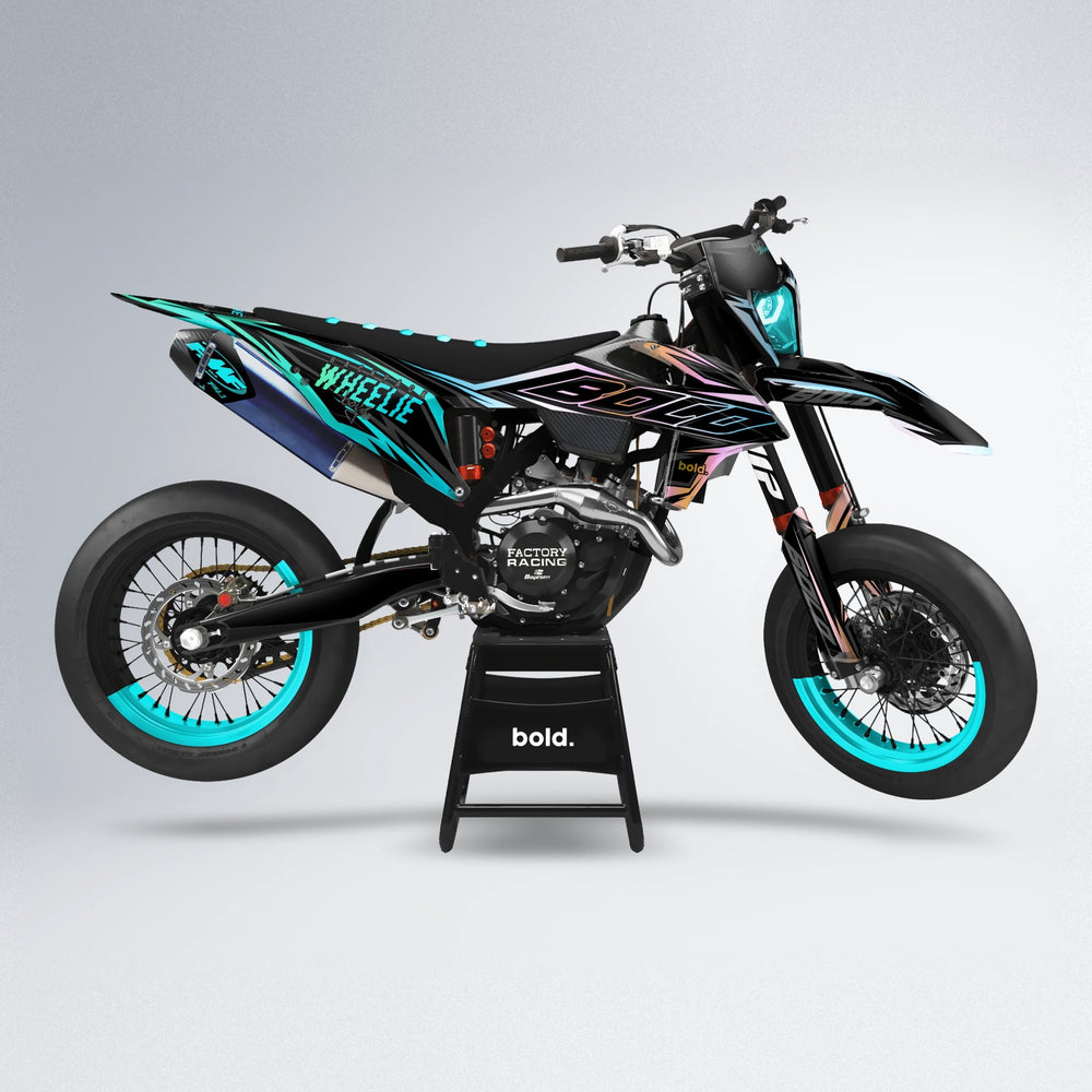 RAINBOW supermoto graphics kit in Teal