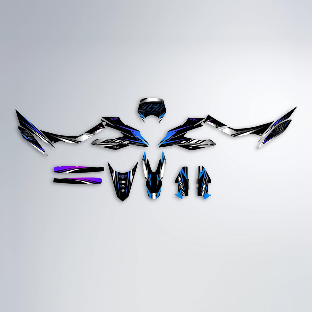 REAPER Aprilia SX 125 graphics kit parts layout in Blue Purple Fade