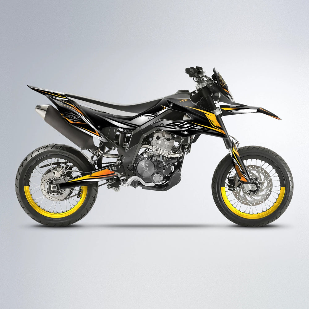 REAPER Aprilia SX 125 supermoto graphics kit in Orange & Yellow