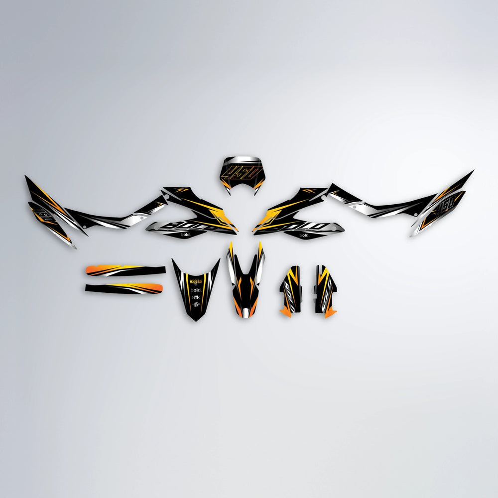 REAPER Aprilia SX 125 graphics kit parts layout in Orange & Yellow