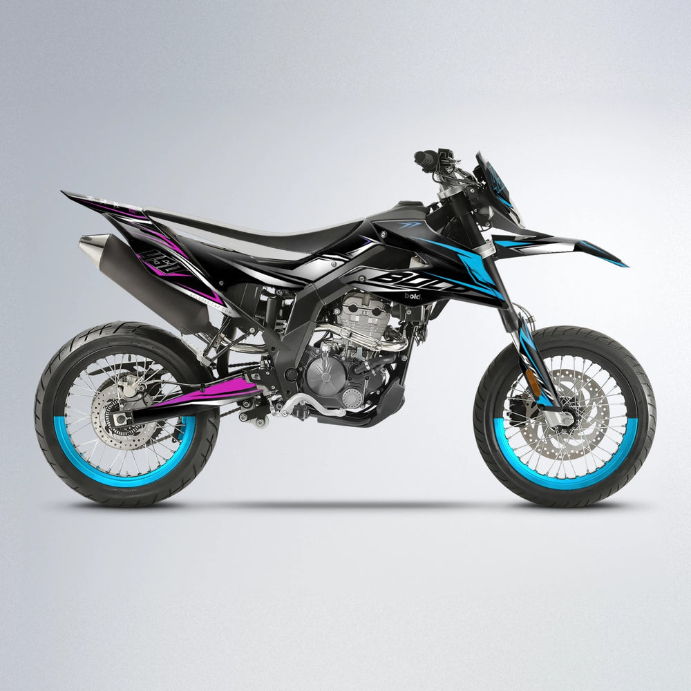 REAPER Aprilia SX 125 supermoto graphics kit in Pink & Light Blue