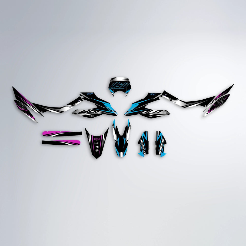 REAPER Aprilia SX 125 graphics kit parts layout in Pink & Light Blue