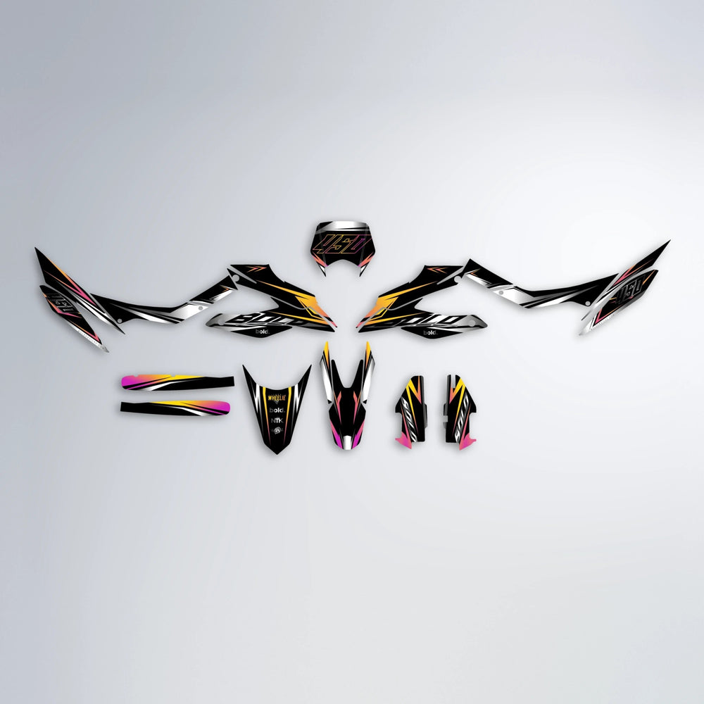 REAPER Aprilia SX 125 graphics kit parts layout in Pink & Yellow