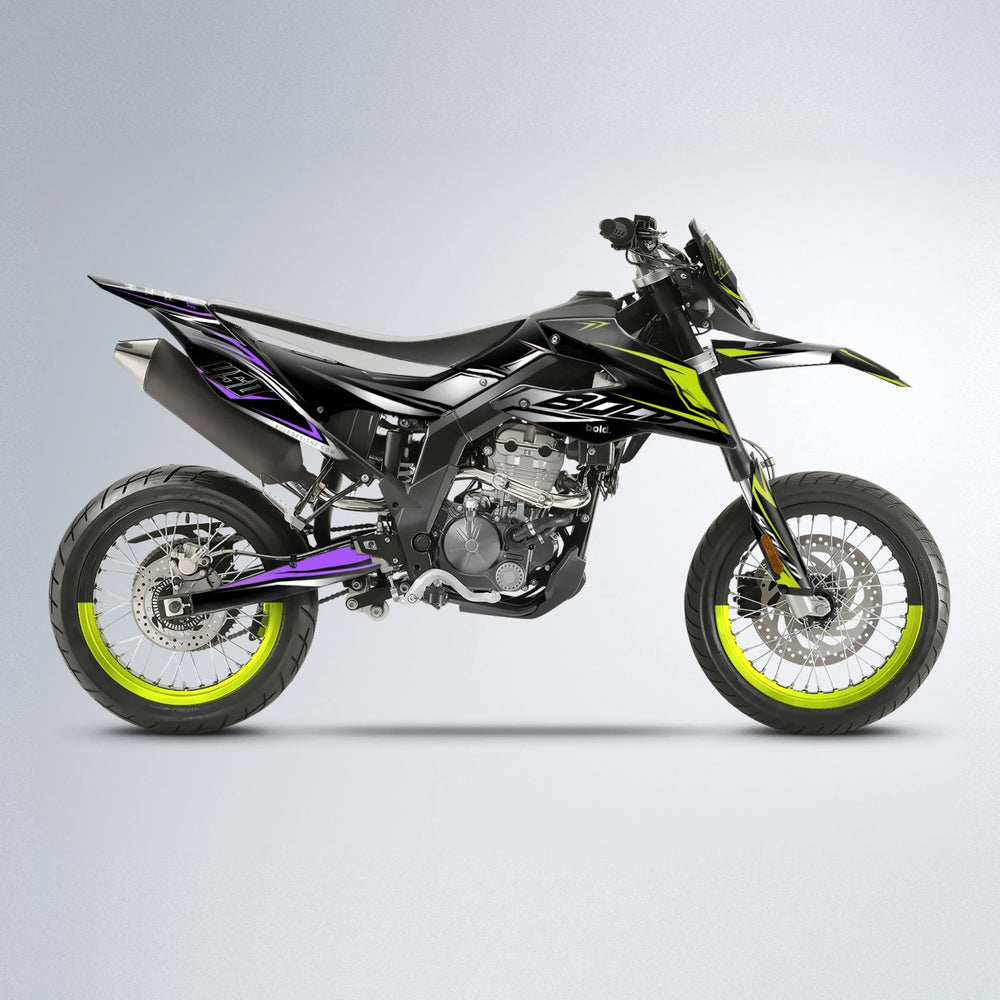 REAPER Aprilia SX 125 supermoto graphics kit in Purple & Yellow