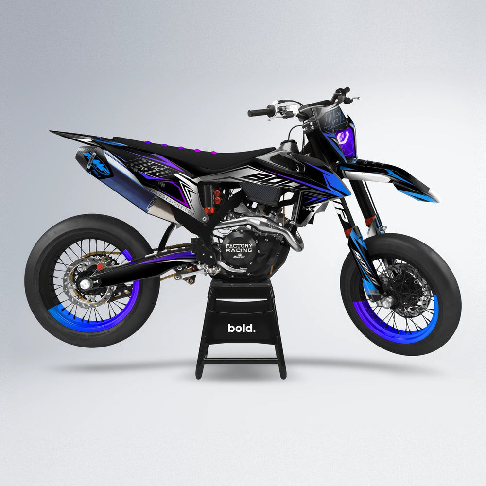REAPER supermoto graphics kit in Blue Purple Fade