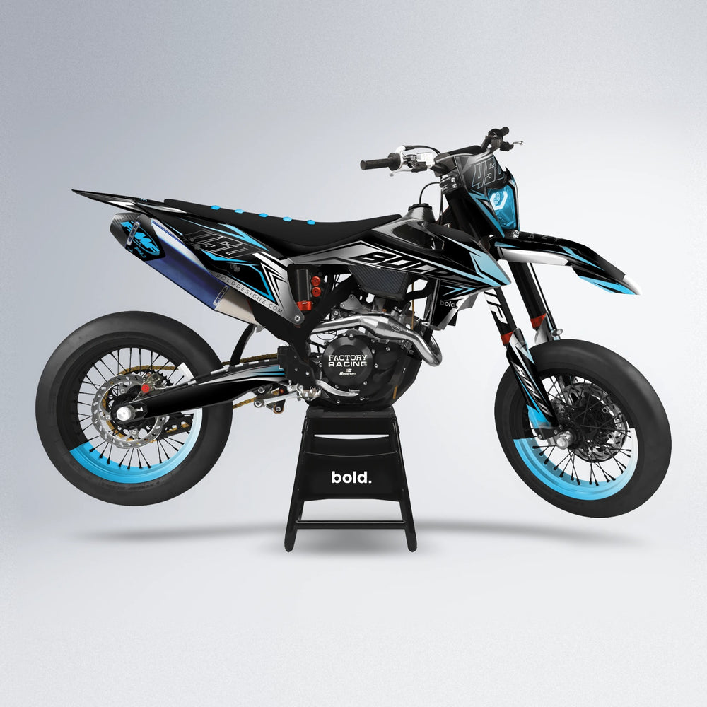 REAPER supermoto graphics kit in Light Blue & White