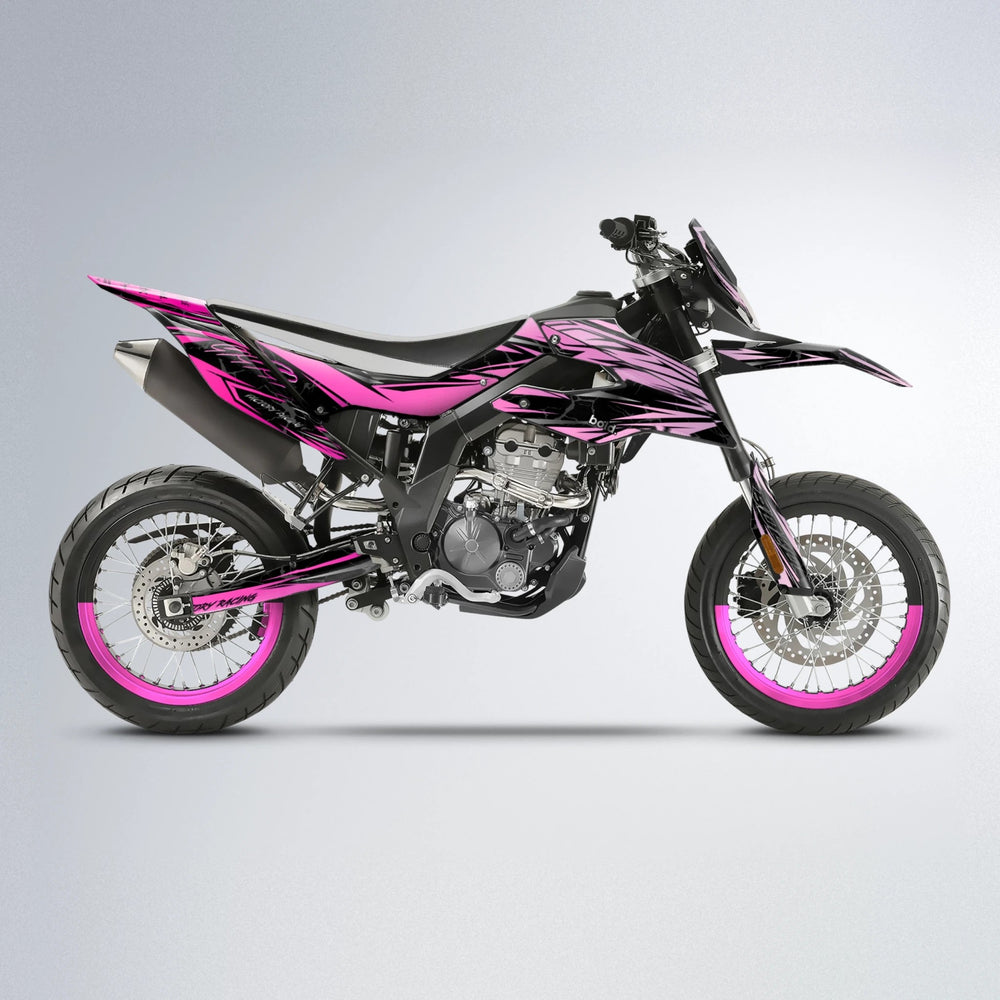 REDRUM Aprilia SX 125 supermoto graphics kit in Flamingo