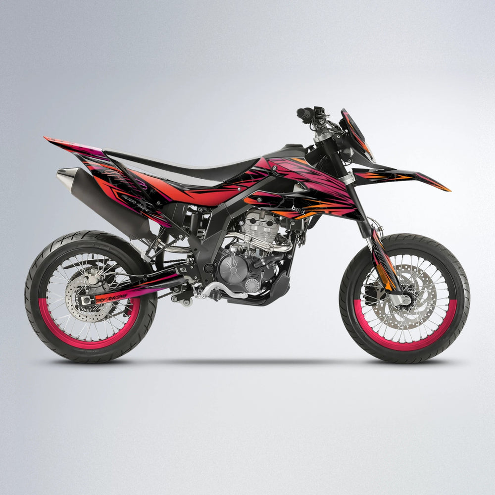 REDRUM Aprilia SX 125 supermoto graphics kit in Red & Orange