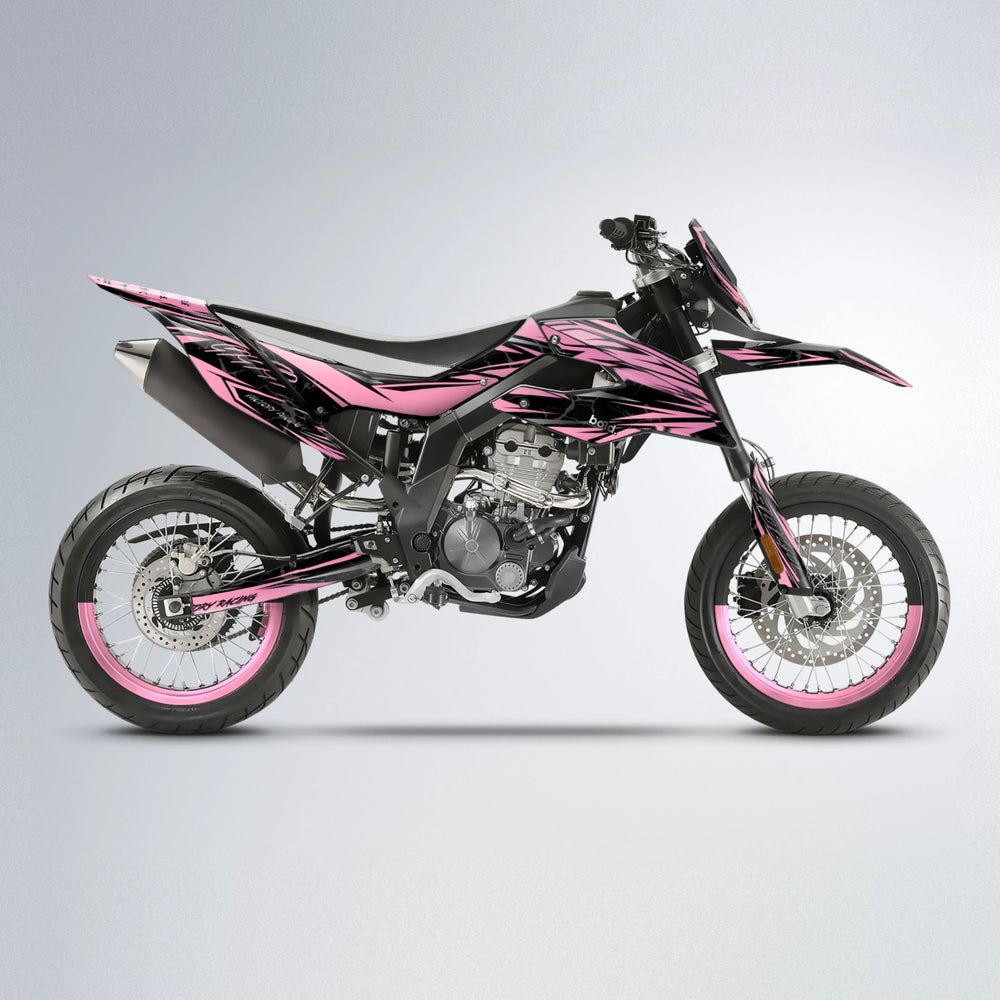 REDRUM Aprilia SX 125 supermoto graphics kit in Sakura Pink
