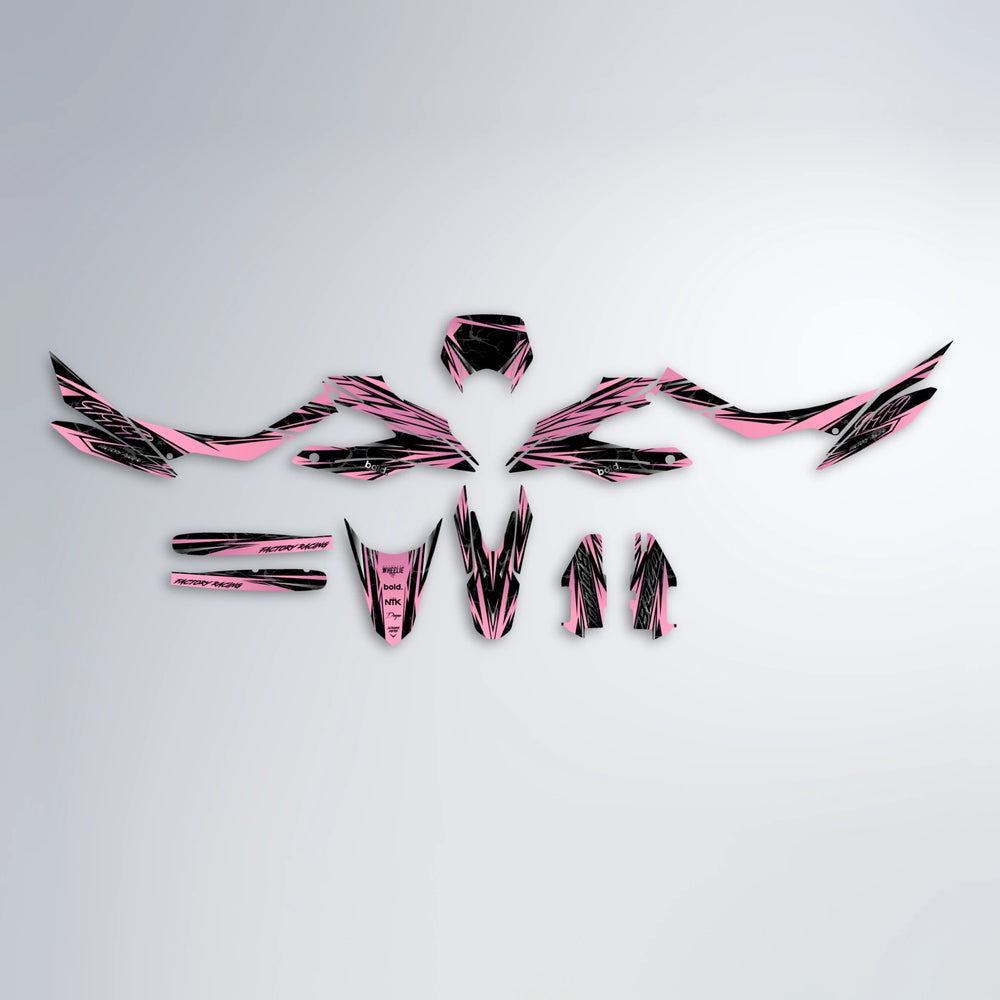 REDRUM Aprilia SX 125 graphics kit parts layout in Sakura Pink
