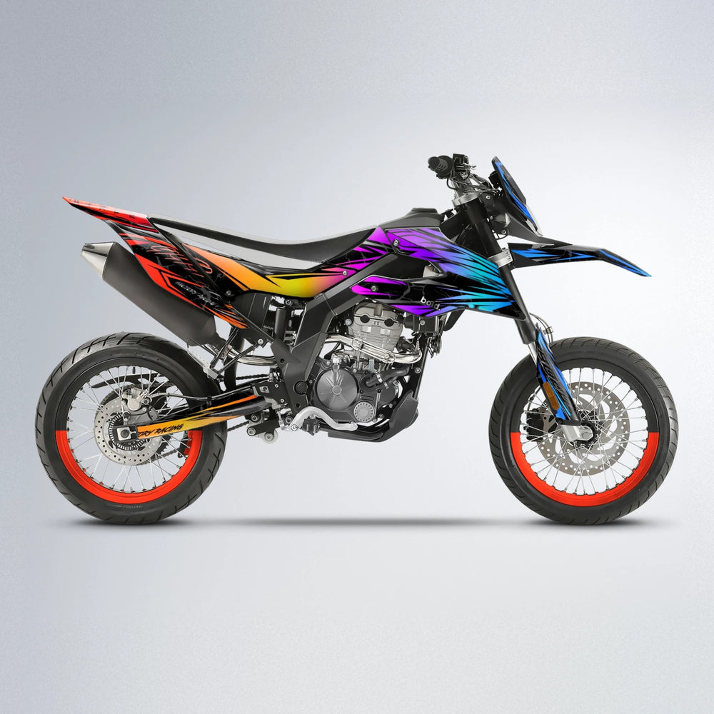REDRUM Aprilia SX 125 supermoto graphics kit in Sunset Fade
