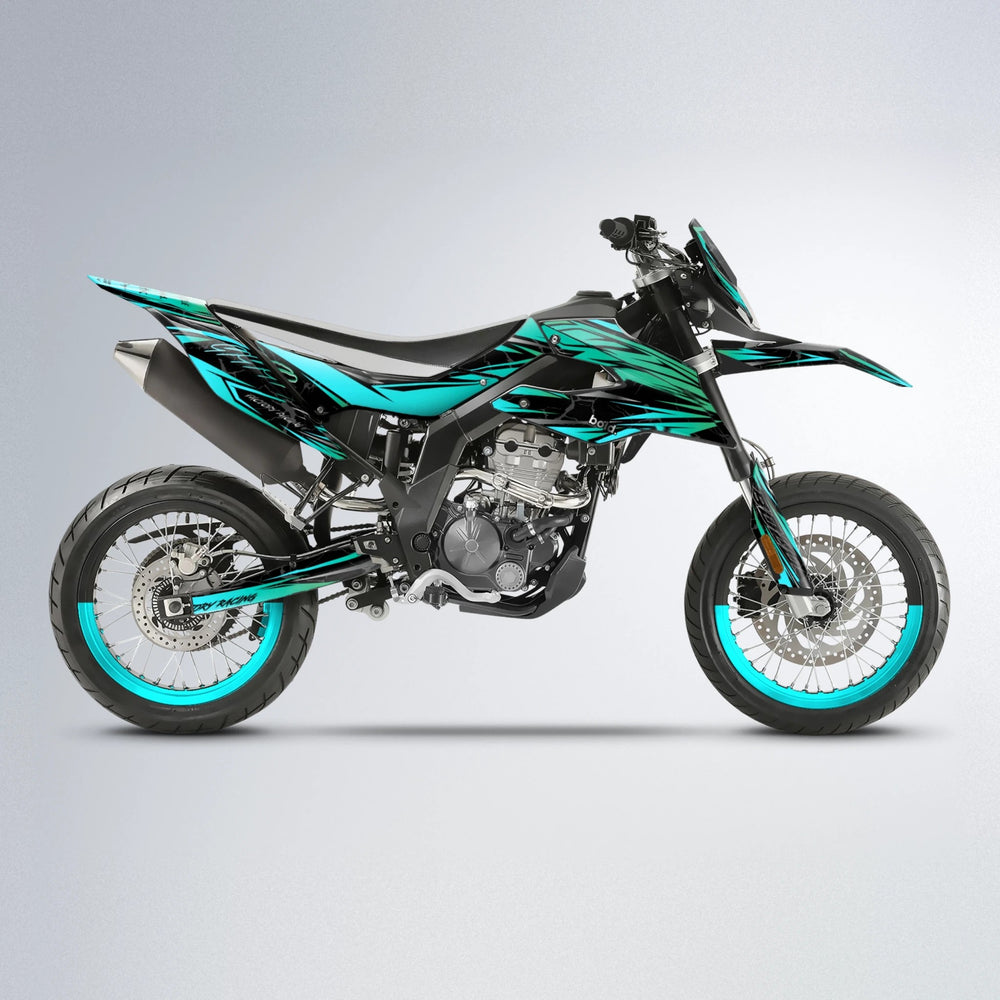 REDRUM Aprilia SX 125 supermoto graphics kit in Teal