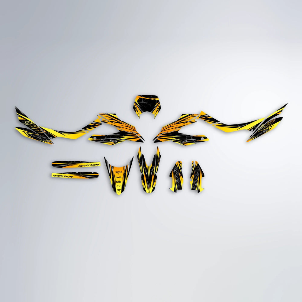 REDRUM Aprilia SX 125 graphics kit parts layout in Yellow