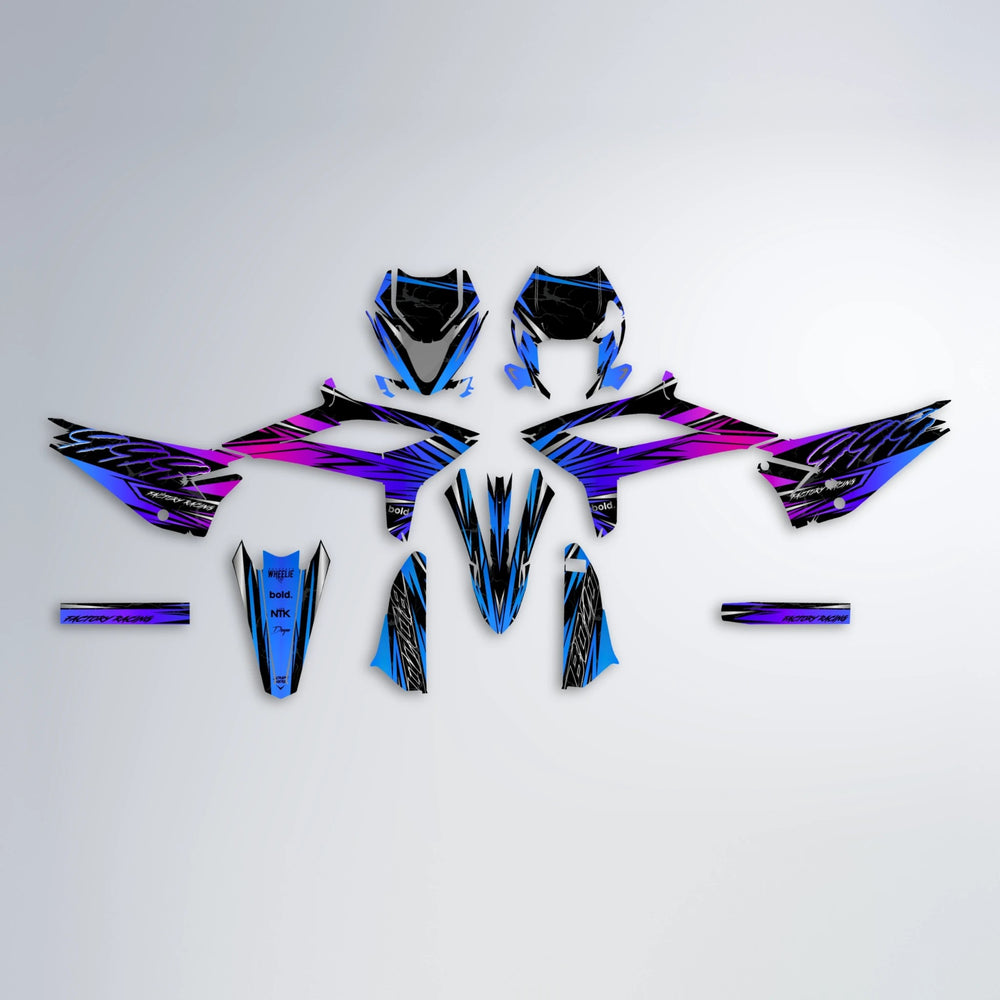 REDRUM Beta graphics kit parts layout in Blue Purple Fade