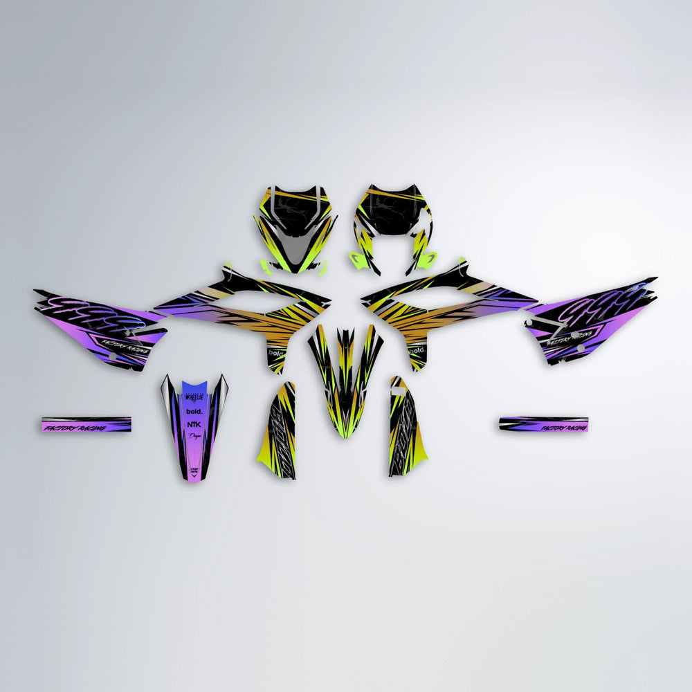 REDRUM Beta graphics kit parts layout in Purple & Yellow
